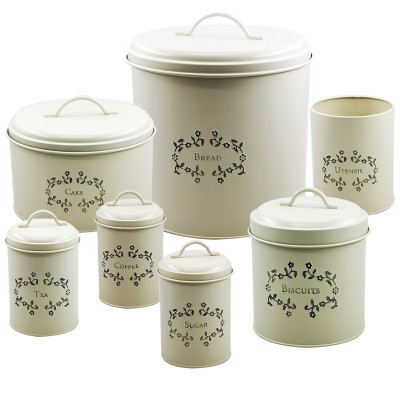 JASION Vintage Storage Bins Set Tea Coffee Sugar canister Set Bread Bin