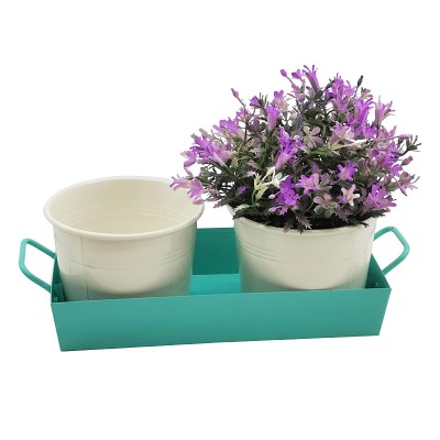 JASION Powder Coating Galvanized Steel Planter Garden Flower Bucket