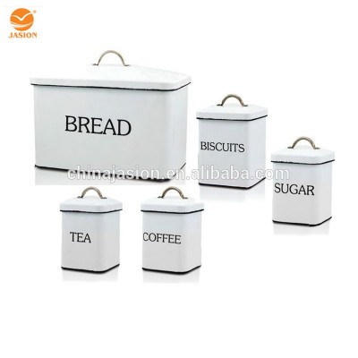 JASION lfgb metal bread bin kitchen storage canisters set of 5 square bins iron